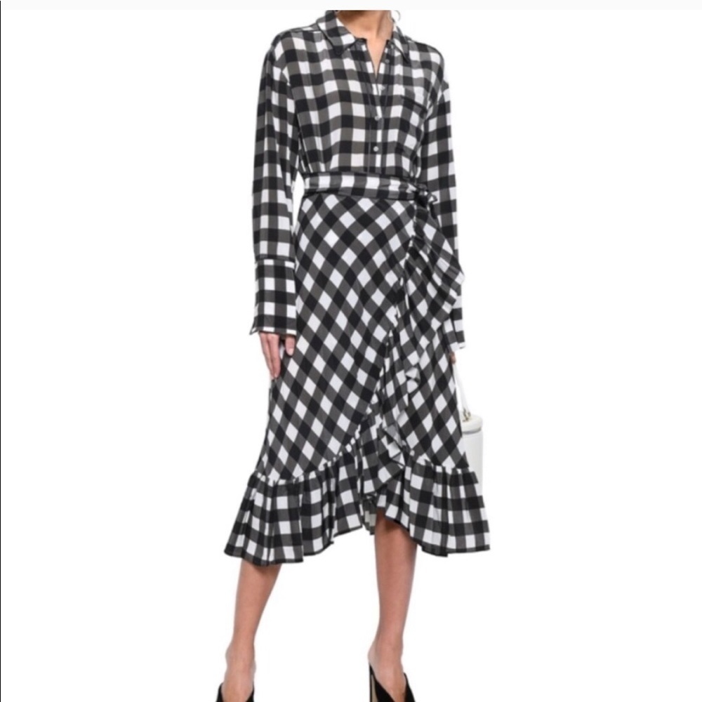 Marissa Webb Gingham Plaid Wrap Dress Xsmall